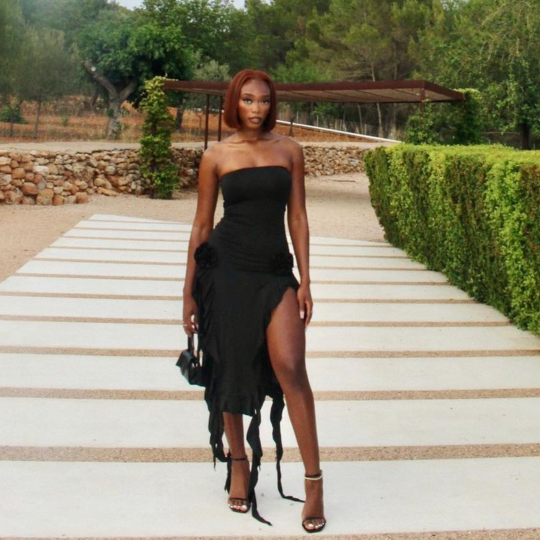 Black Rose Bandeau Dress