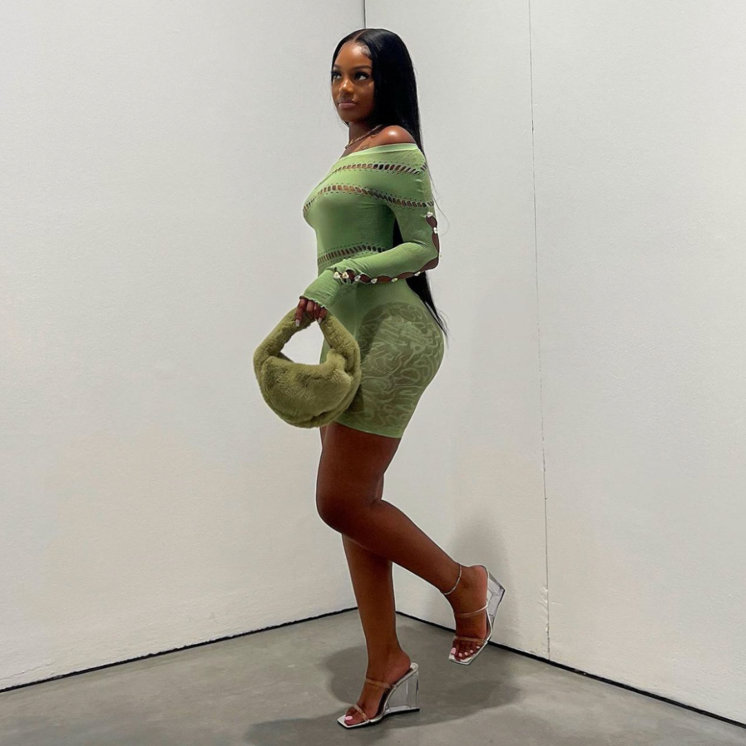 Green Mesh Romper