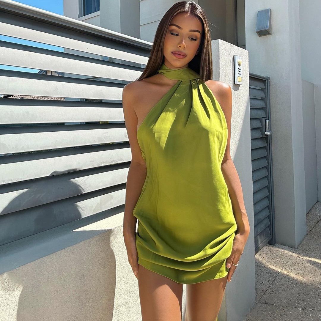SATIN SCARF DRESS