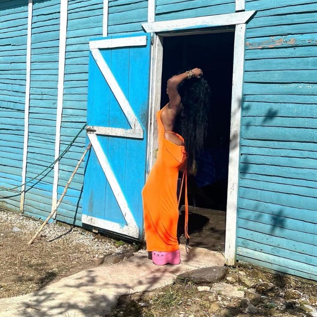Orange Draped Back Maxi