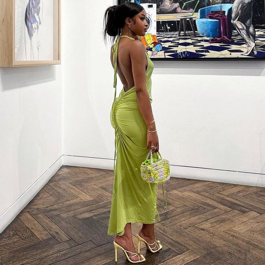 Gathered Low Back Maxi Dress