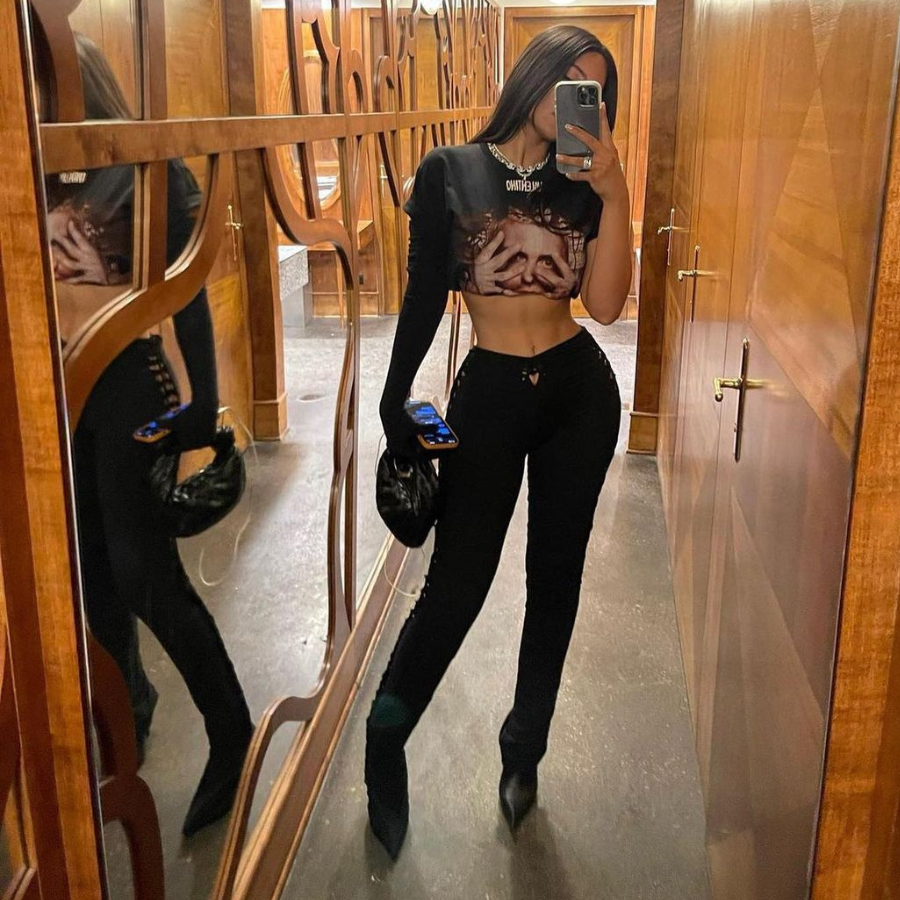 Black Knotted Trousers Set