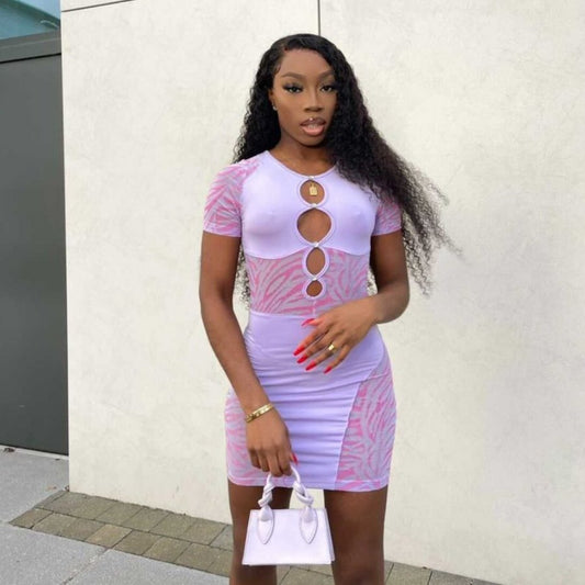 ZEBRA MESH DRESS PURPLE