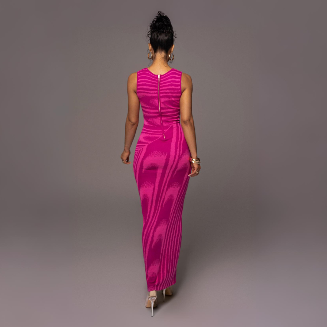 Raspberry Swirl Maxi Dress