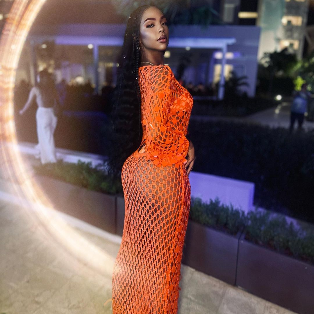 Orange Sequin Knit Dress