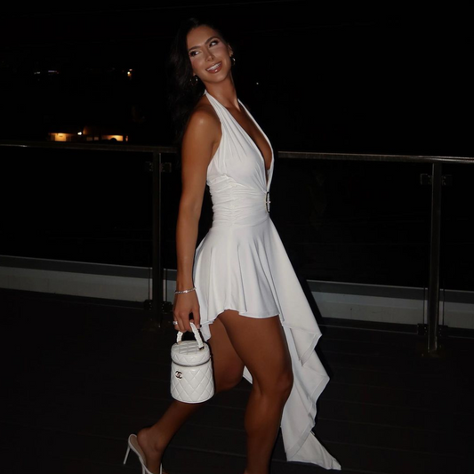 WHITE ASYMMETRIC DRESS
