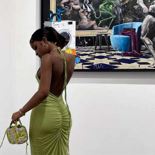 Gathered Low Back Maxi Dress